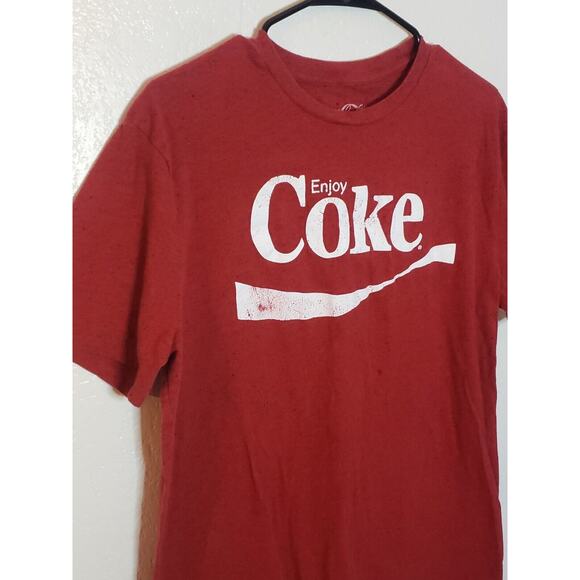 Enjoy Coke Coca-Cola Short Sleeve T-Shirt Mens Large Red Black Speckled - Picture 2 of 7
